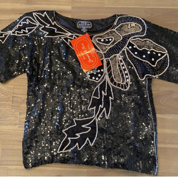 Vintage Jean For Joseph Le Bon Short Sleeve Sequins Blouse New Old Stock Size M - Picture 1 of 13